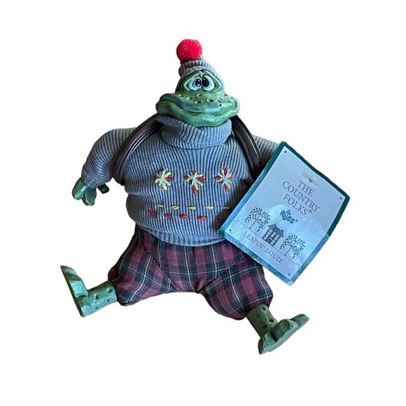 Russ Berrie The Country Folks Frog Leapin Louie Shelf Sitter Plush Plastic Toy - Picture 2 of 11